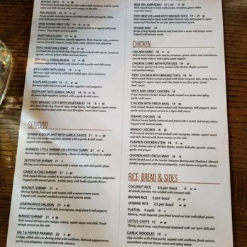 Burma Superstar - Menu! 8/3/2018 - Burmese Near Me - Oakland, California