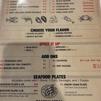 Bubbas Crab House - Menu - Cajun/Creole Near Me - Riverside, California Bubbas Crab House - Menu - Cajun/Creole Near Me - Riverside, California