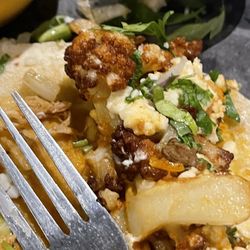 Verde - Overcooked cauliflower taco drenched in oil