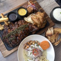 Brasa platter and ceviche Brasa platter and ceviche