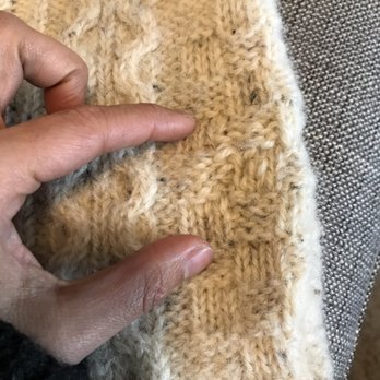 Ragfinery - My fingers are framing the nickle-sized hole I patched using the yarn. Not my neatest work, but close enough for me! - Community Service/Non-Profit Near Me - Bellingham, Washington Ragfinery - My fingers are framing the nickle-sized hole I patched using the yarn. Not my neatest work, but close enough for me! - Community Service/Non-Profit Near Me - Bellingham, Washington