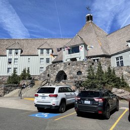 Exterior outside entrance of Timberline Lodge - Exterior View of Hotel used for Exterior Shots in The Shining - Government Camp, Oregon Exterior outside entrance of Timberline Lodge - Exterior View of Hotel used for Exterior Shots in The Shining - Government Camp, Oregon