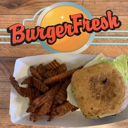 Montgomery Burger Fresh - Avocado Bacon Cheese Burger with Sweet Potato Fries