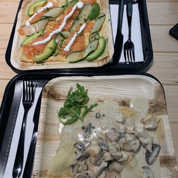 Saffrano Crepes - Salmon crepe and mushroom chicken crepe - Creperies Near Me - Plantation, Florida Saffrano Crepes - Salmon crepe and mushroom chicken crepe - Creperies Near Me - Plantation, Florida