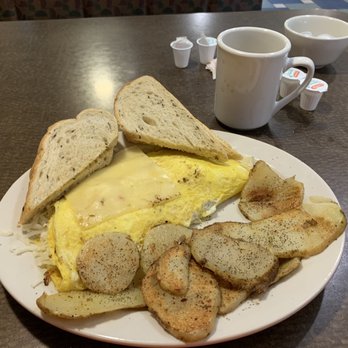 Eat'n Park - My Breakfast Cheese Omelet Home Frys and Rye Toast with Coffee - Diners Near Me - Beaver Falls, Pennsylvania