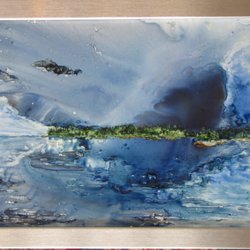 Whopaints - Watercolor without a brush captures our liquidy days here on the coast!