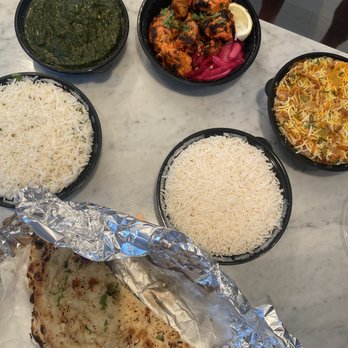 Saaz Indian Cuisine - Coconut rice - Chicken Tikka- Vegetable Biryani- Saag Paneer - Garlic Naan - Indian Near Me - Southampton, New York Saaz Indian Cuisine - Coconut rice - Chicken Tikka- Vegetable Biryani- Saag Paneer - Garlic Naan - Indian Near Me - Southampton, New York