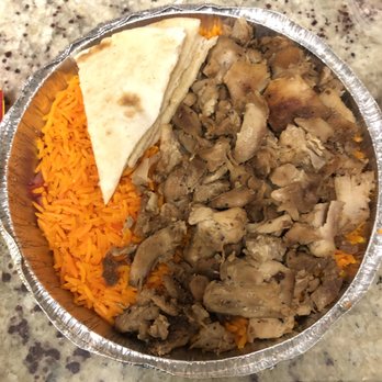 The Halal Guys - Zoom in on the 'Chicken Platter' - very hearty portions. - Halal Near Me - Fairfax, Virginia