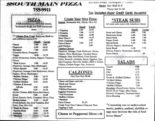 Menu photo 3 South Main Pizza Farmington, NH Menu photo 3 South Main Pizza Farmington, NH
