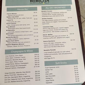 Mimosa Brunch Farm to Table - El menú de Mimosa - Breakfast & Brunch Near Me - Cabán, Puerto Rico