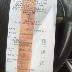 McDonald's - Receipt