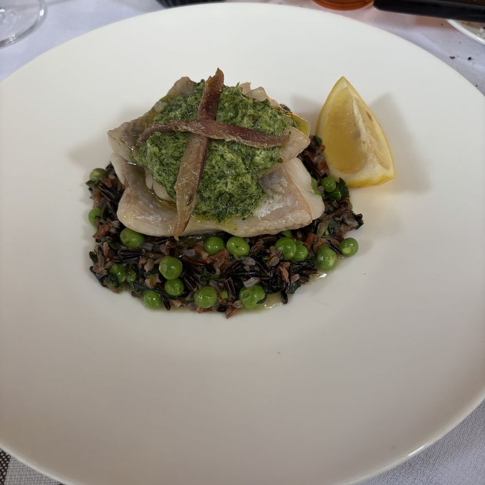 Zimmi's - Zimmi's - Black Cod over wild rice and peas. Anchovies mark the spot to start eating! - American Near Me - New York, New York Zimmi's - Zimmi's - Black Cod over wild rice and peas. Anchovies mark the spot to start eating! - American Near Me - New York, New York