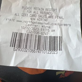 Northgate Market - a receipt for a restaurant - Mexican Near Me - Compton, California