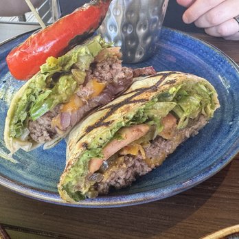 Eureka! - Chef's Choice Burger - concept is crunch wrap from Taco Bell just without the crunch part, just wrapped in a tortilla - American Near Me - Sacramento, California