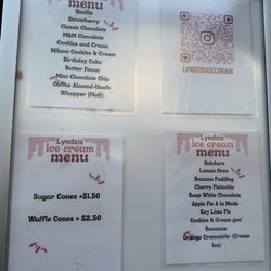 Lyndzi’s Ice Cream - Current menu