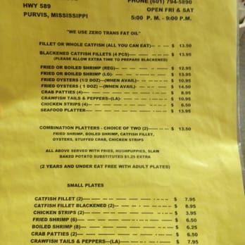 Larry Taylor's Fish House - menu - Seafood Near Me - Purvis, Mississippi Larry Taylor's Fish House - menu - Seafood Near Me - Purvis, Mississippi