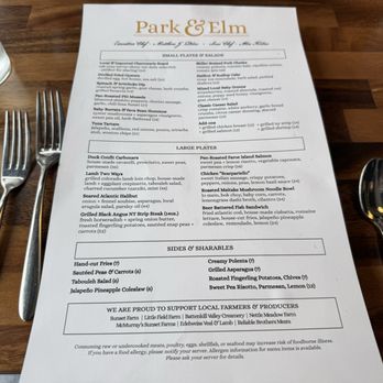 Park & Elm - Menu - Breakfast & Brunch Near Me - Glens Falls, New York