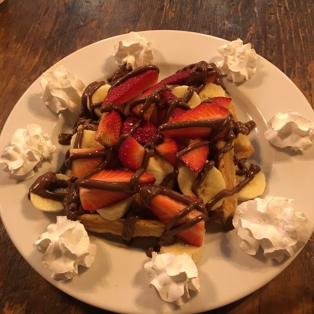 Green Spot Cafe - Waffle with Nutella and fruit mix :) - Desserts Near Me - Ridgewood, New York Green Spot Cafe - Waffle with Nutella and fruit mix :) - Desserts Near Me - Ridgewood, New York