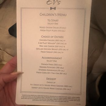 Eddie V's Prime Seafood - Kids menu - Seafood Near Me - Alpharetta, Georgia