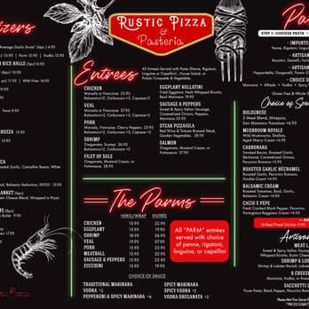 Rustic Pizza & Pasteria - Full Menu Front - Appetizers, Entrees, The Parms, Pasta - Salad Near Me - Staten Island, New York Rustic Pizza & Pasteria - Full Menu Front - Appetizers, Entrees, The Parms, Pasta - Salad Near Me - Staten Island, New York