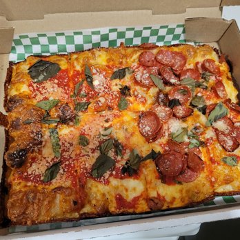 Quarter Sheets - Half cheese on left, half pep on right - Pizza Near Me - Los Angeles, California Quarter Sheets - Half cheese on left, half pep on right - Pizza Near Me - Los Angeles, California