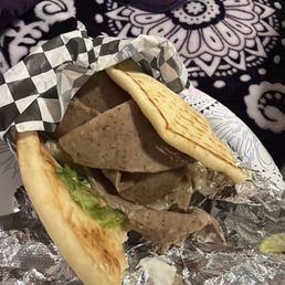 Not appetizing. It appears the meat which should be sliced off a meat spit appears to have been microwaved. Gyro Wrap Not appetizing. It appears the meat which should be sliced off a meat spit appears to have been microwaved. Gyro Wrap