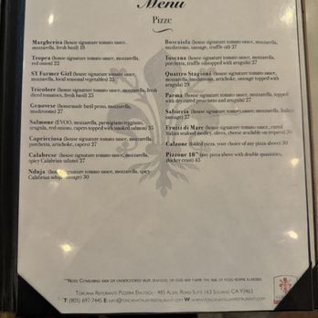 Toscana - Menu - Pizza Near Me - Solvang, California