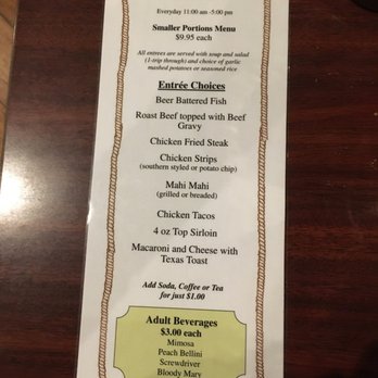 Ernie's Steakhouse - SENIOR LUNCH MENU/55 +
3 beef choices, 2 fish (including mahi-mahi), 2 chicken and mac 'n' cheese. - Steakhouses Near Me - Lewiston, Idaho Ernie's Steakhouse - SENIOR LUNCH MENU/55 +
3 beef choices, 2 fish (including mahi-mahi), 2 chicken and mac 'n' cheese. - Steakhouses Near Me - Lewiston, Idaho