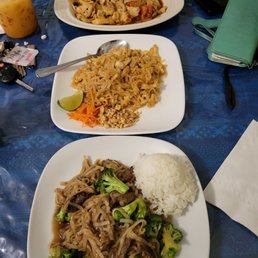 three plates of food
