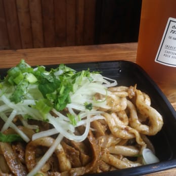 The Handpulled Noodle - Chrysanthemum iced tea and handpulled lagman noodle with cumin spiced seitan - Chinese Near Me - New York, New York The Handpulled Noodle - Chrysanthemum iced tea and handpulled lagman noodle with cumin spiced seitan - Chinese Near Me - New York, New York