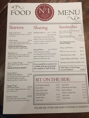 Menu photo 6 No 1 High Street Bar Edinburgh, EDH