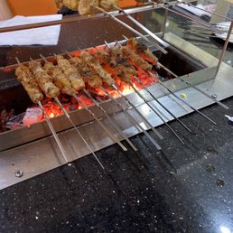 Pig intestines skewers and chicken Pig intestines skewers and chicken