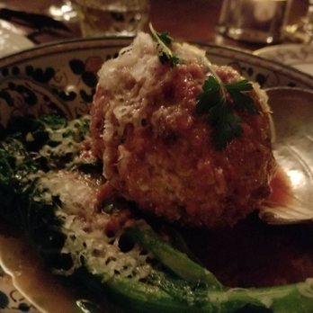 Nora Gray - Meatball with par cooked egg inside. Ask for salt and pepper, bland. - Italian Near Me - Montreal, Quebec