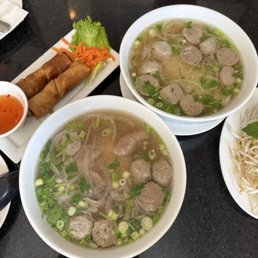 P07 - Beef Meatballs Pho P05 - Eye Round Steak and Meatball Pho KV1 - Crispy Spring Rolls