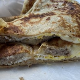 Loaded breakfast crepe...recommend some hot sauce!