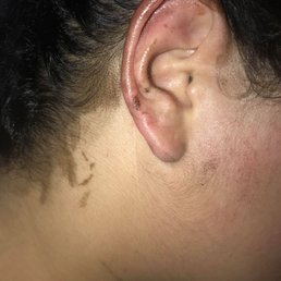 Got home to color all over my ears and neck Got home to color all over my ears and neck