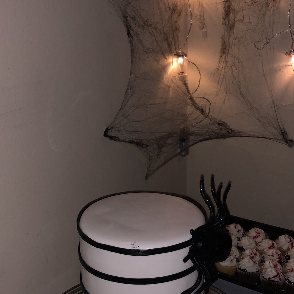 Lulu's Bakery - Spooky Halloween cake ! White fondant work - Bakeries Near Me - Fresh Meadows, New York