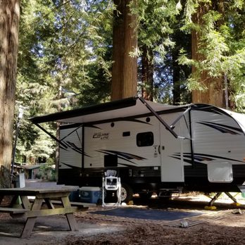 Emerald Forest Cabins & RV - Our 22ft travel trailer in site # 20 which was a pull through corner site - Campgrounds Near Me - Trinidad, California Emerald Forest Cabins & RV - Our 22ft travel trailer in site # 20 which was a pull through corner site - Campgrounds Near Me - Trinidad, California