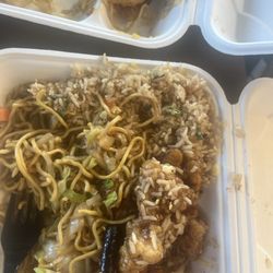 Panda Express - The chow mein is dry, plus they only gave 4 shrimp and they still had two more left.