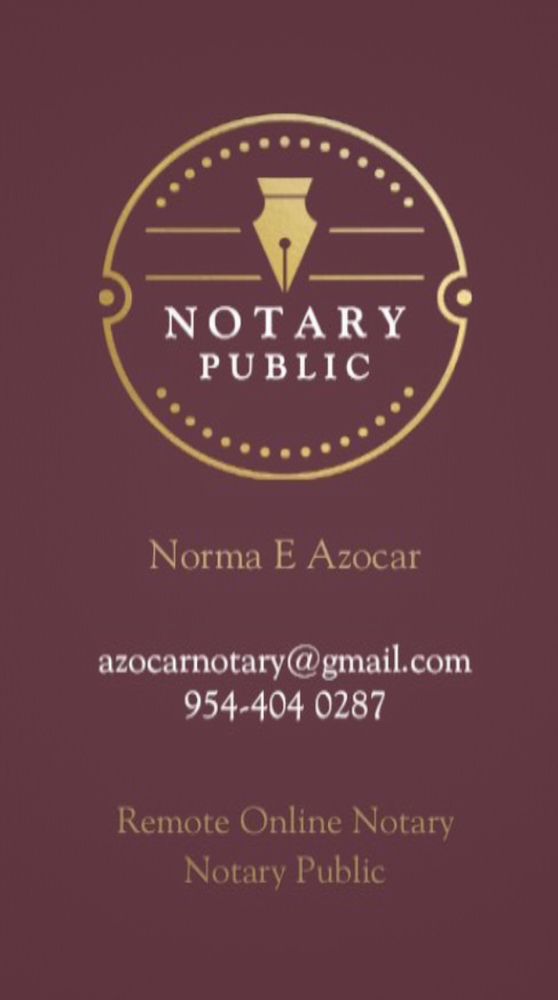 AZOCAR NOTARY Request a Quote Hollywood, Florida Notaries Phone