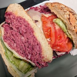 Delicious and substantial BB Special sandwich on an onion roll. Tip: order extra sauce for an even more flavorful bite.