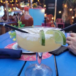 Super-sized house margarita with passionfruit Super-sized house margarita with passionfruit