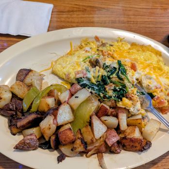 Honey I'm Home - I had Drs Orders spinach, mushroom omelette with country fried potatoes - Diners Near Me - Bakersfield, California Honey I'm Home - I had Drs Orders spinach, mushroom omelette with country fried potatoes - Diners Near Me - Bakersfield, California
