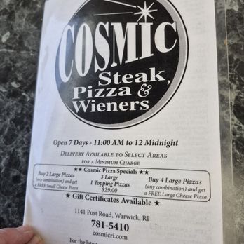 Cosmic Pizza Steak & Wieners - American Near Me - Warwick, Rhode Island