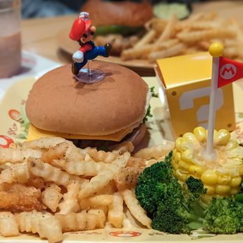 Toadstool Cafe - Kids meal, you can keep the decorations. Question mark box has a cookie in it and not a toy. - Cafes Near Me - Universal City, California Toadstool Cafe - Kids meal, you can keep the decorations. Question mark box has a cookie in it and not a toy. - Cafes Near Me - Universal City, California