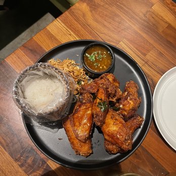 Hanuman Thai Eatery - Gai Todd Hat Yai (fried chicken wings and sticky rice) - Thai Near Me - Costa Mesa, California Hanuman Thai Eatery - Gai Todd Hat Yai (fried chicken wings and sticky rice) - Thai Near Me - Costa Mesa, California