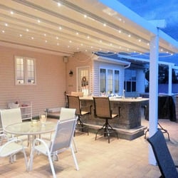 Gregory Sahagian & Son - Retractable Pergola Awnings with lights - Water-proof