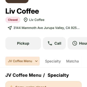 Liv Coffee - Website - Coffee & Tea Near Me - Chino, California