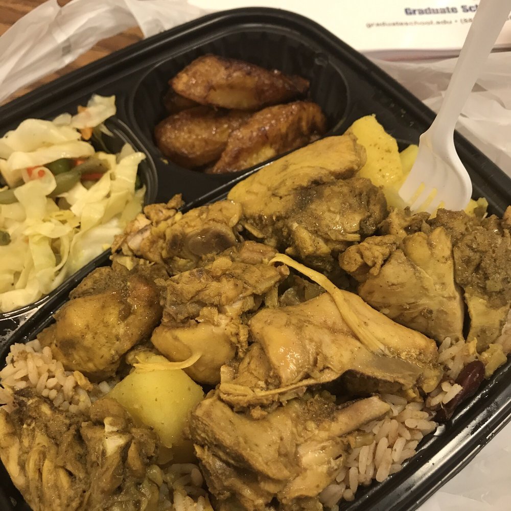 Wi Jammin Catering - Curry chicken w/potatoes, rice and peas, cabbage, plantains - Caribbean Near Me Wi Jammin Catering - Curry chicken w/potatoes, rice and peas, cabbage, plantains - Caribbean Near Me