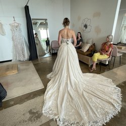 WED Bridal Boutique - Example of the fitting area, mirror, and light. This isn't the dress I chose -- but it is stunning!